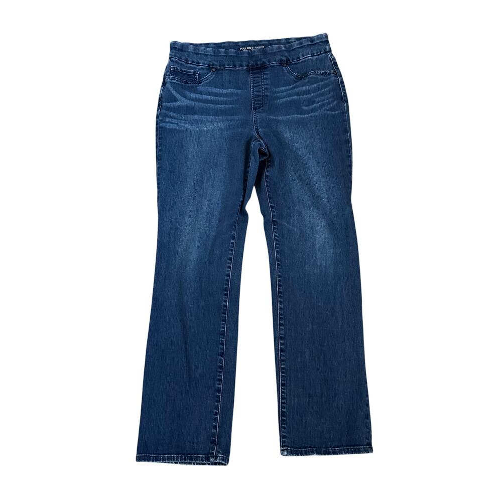 Chicos Size 1.5R Jeans Womens 10R Blue Denim Pull On Straight Leg Stretch